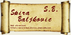 Spira Baljković vizit kartica